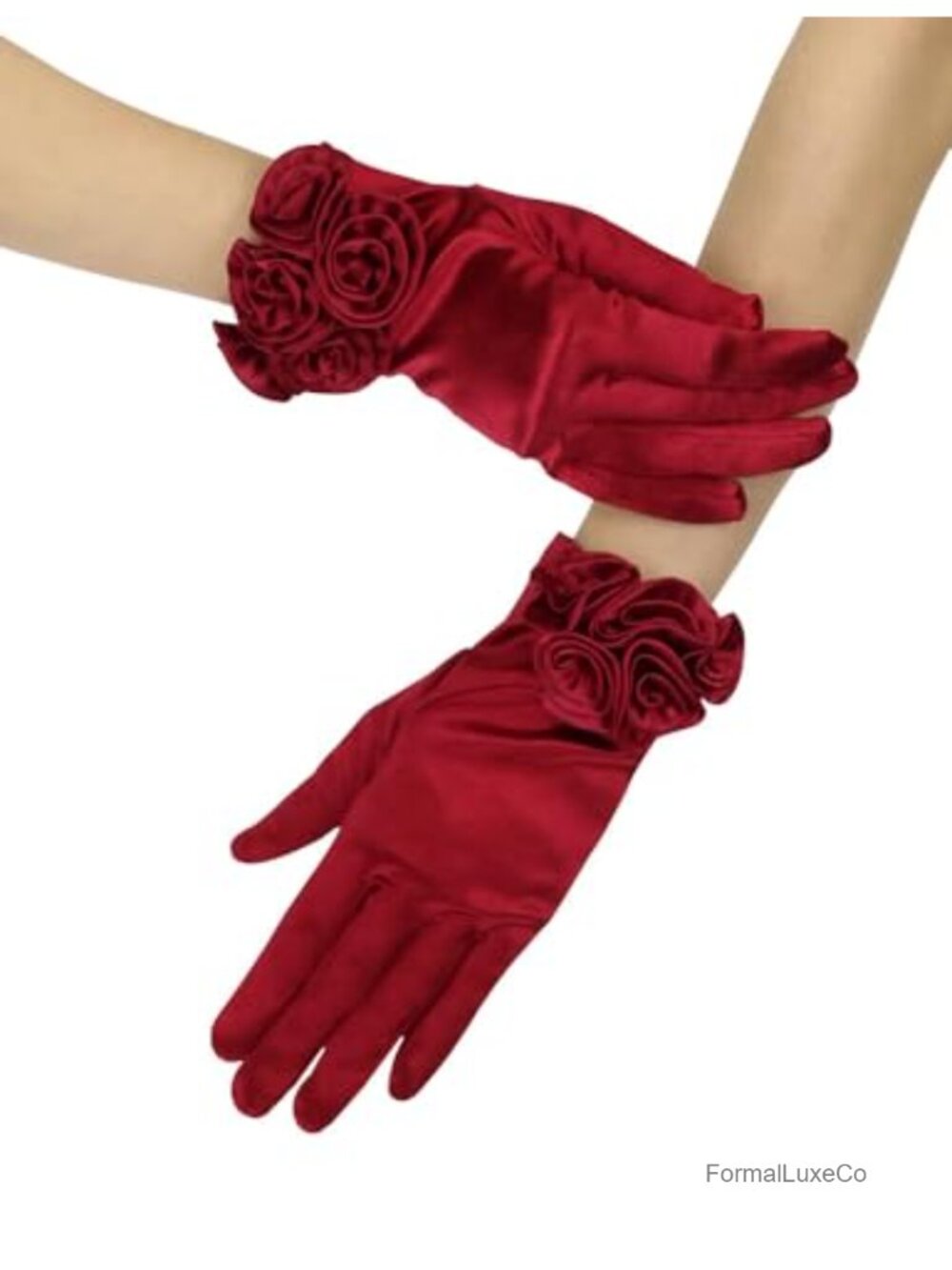 Satin Floral Gloves Short Elegant Wedding Party Accessories